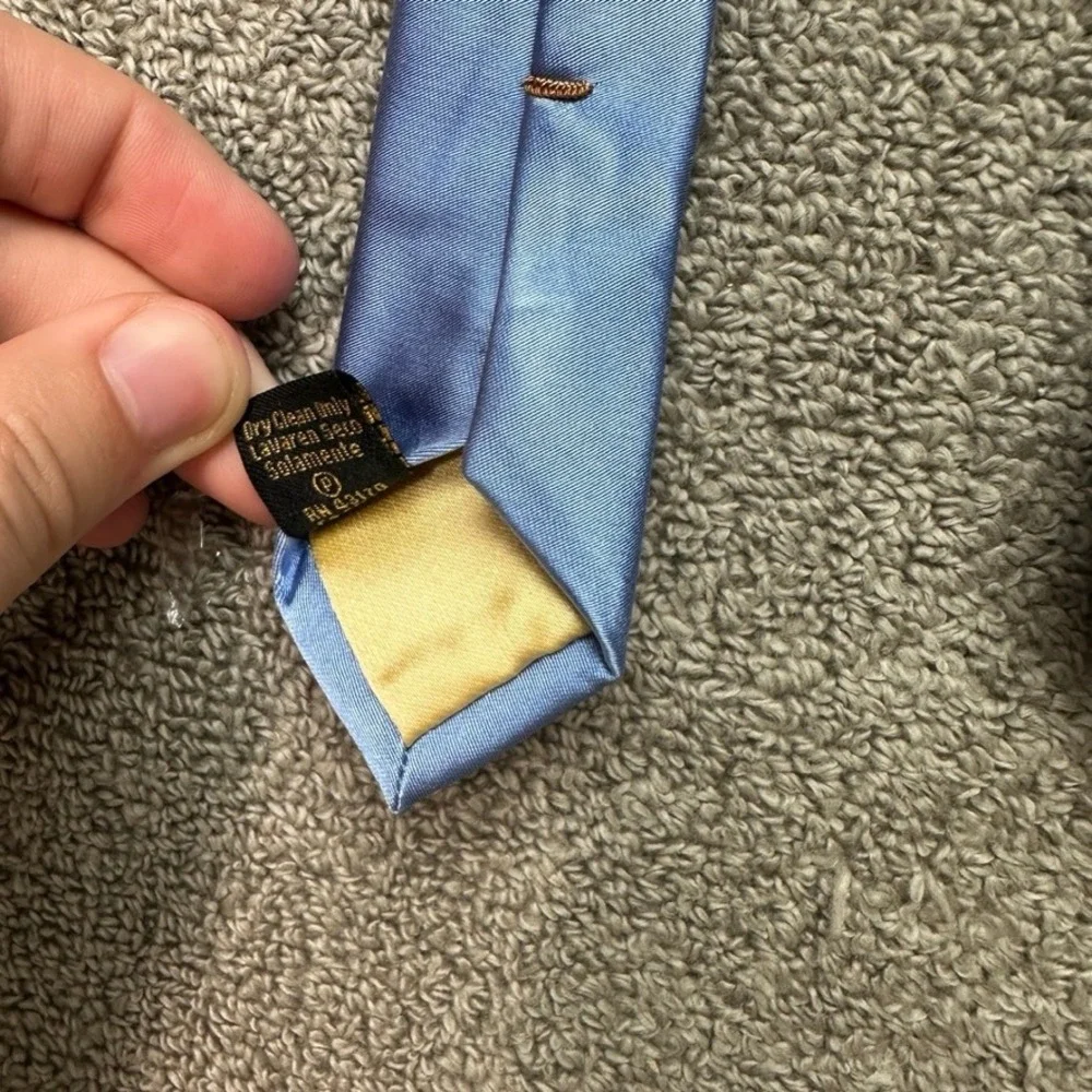 Donald J Trump Signature Collection Silk Tie Solid Light Blue Gold Crest Logo